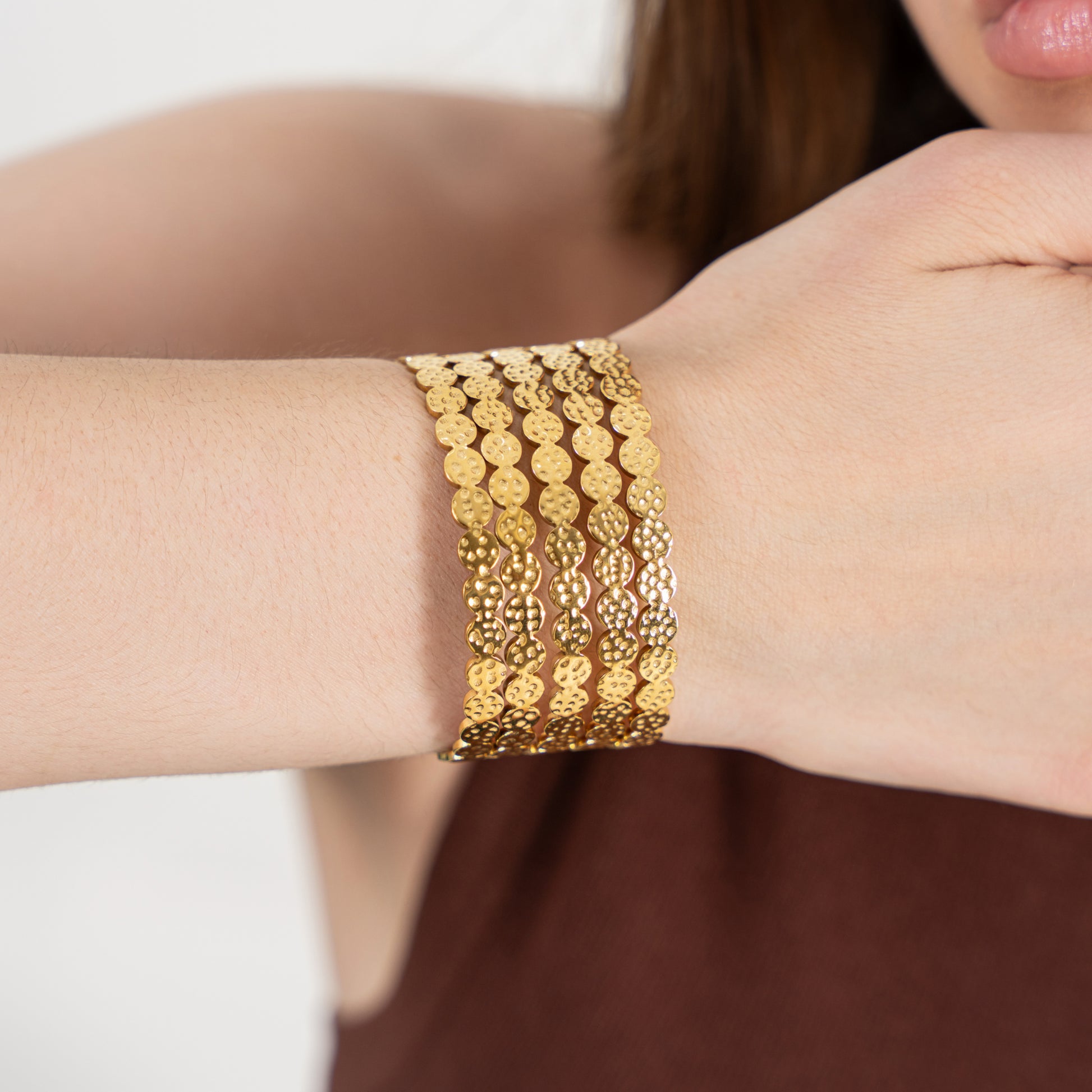 Chunky Cuff Bangle Bracelets In hand