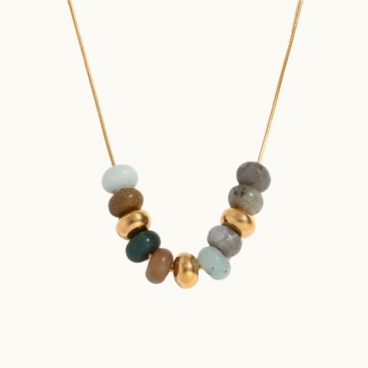 Buy Natural Stone Beaded Necklace - 18K Gold Plated online jewellery