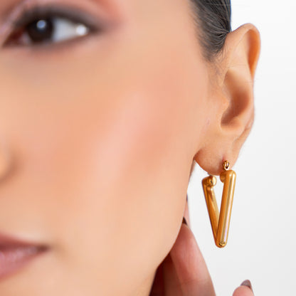 Buy V-shaped Earrings - 18K Gold Plated online jewellery