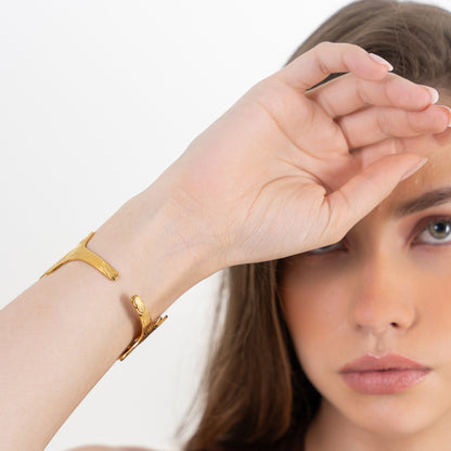 Luce Cuff Bangle Bracelet - 18K Gold Plated