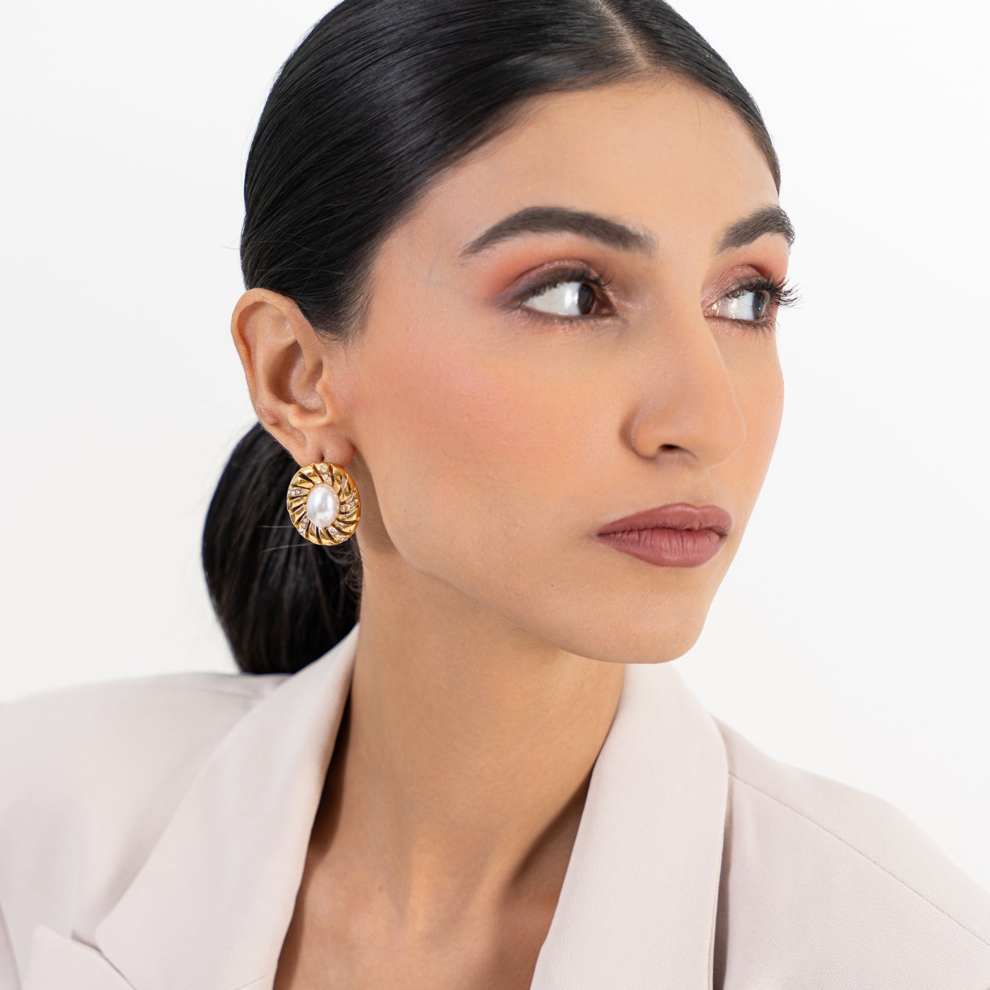 Buy Old Money Pearl Earrings - 18K Gold Plated online jewellery