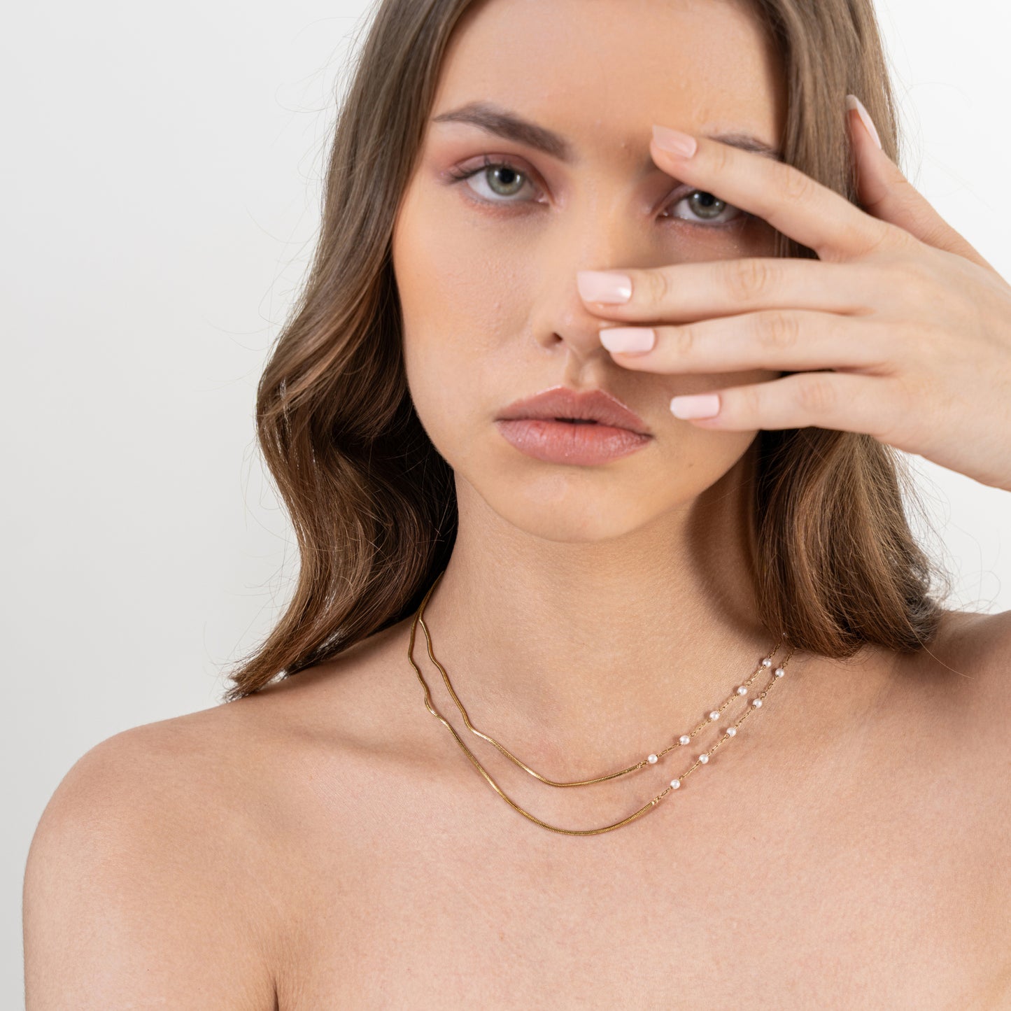 Semi Pearl Layered Necklace - 18K Gold Plated