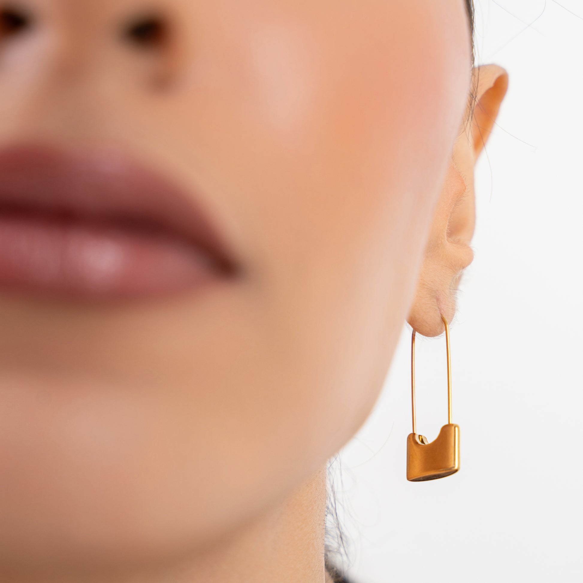 Buy Safety Pin Earrings - 18K Gold Plated online jewellery