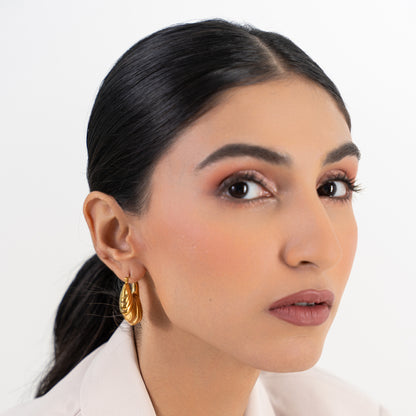 Buy Feather Hoop Earrings - 18K Gold Plated online jewellery