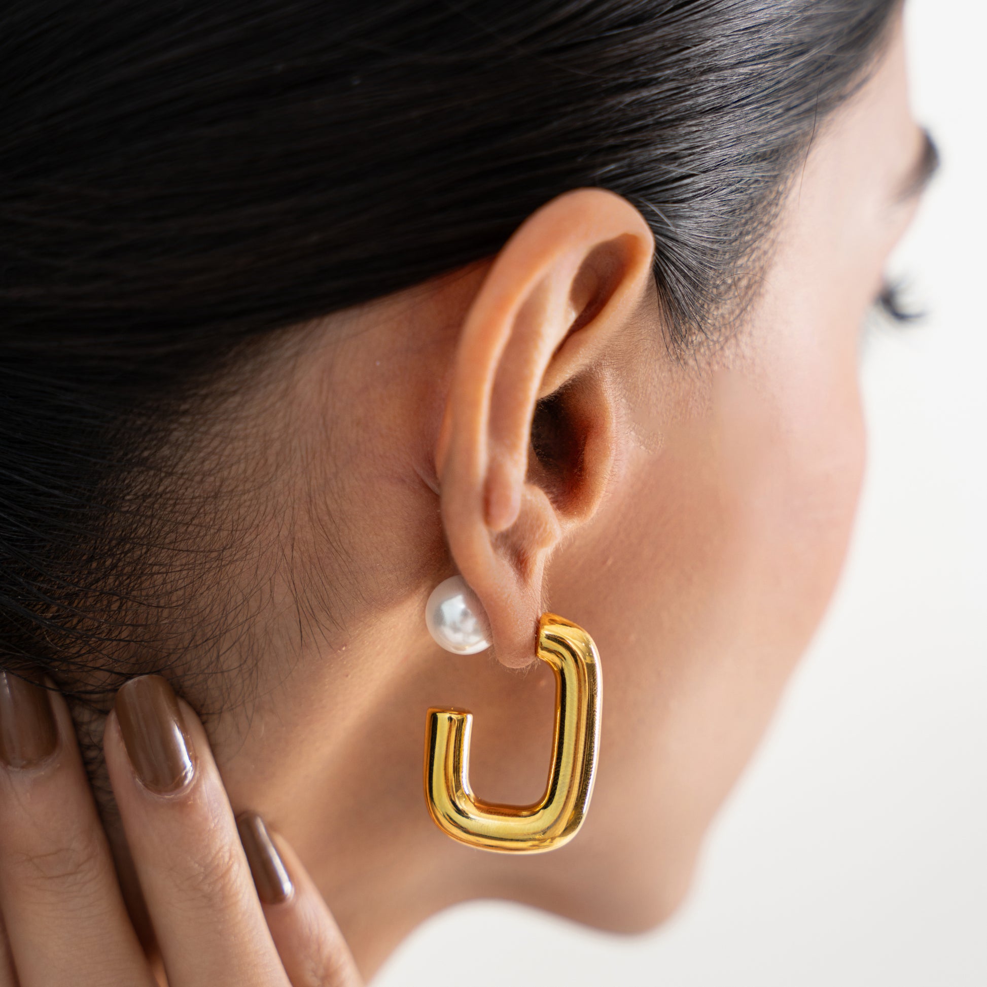 Buy Pearl Isabella Hoop Earrings - 18K Gold Plated online jewellery