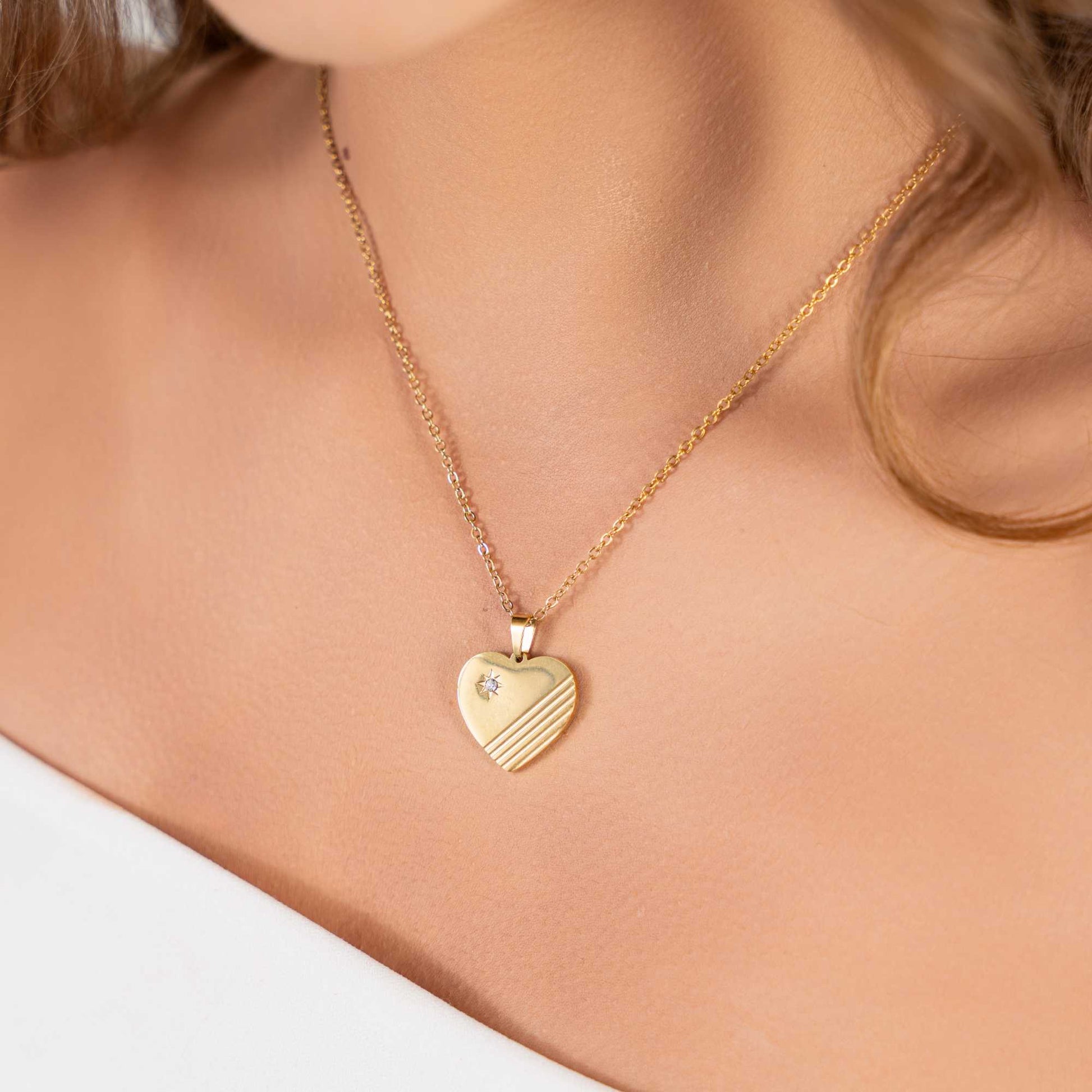Buy Classy Heart Crystal Pendant - 18K Gold Plated online jewellery