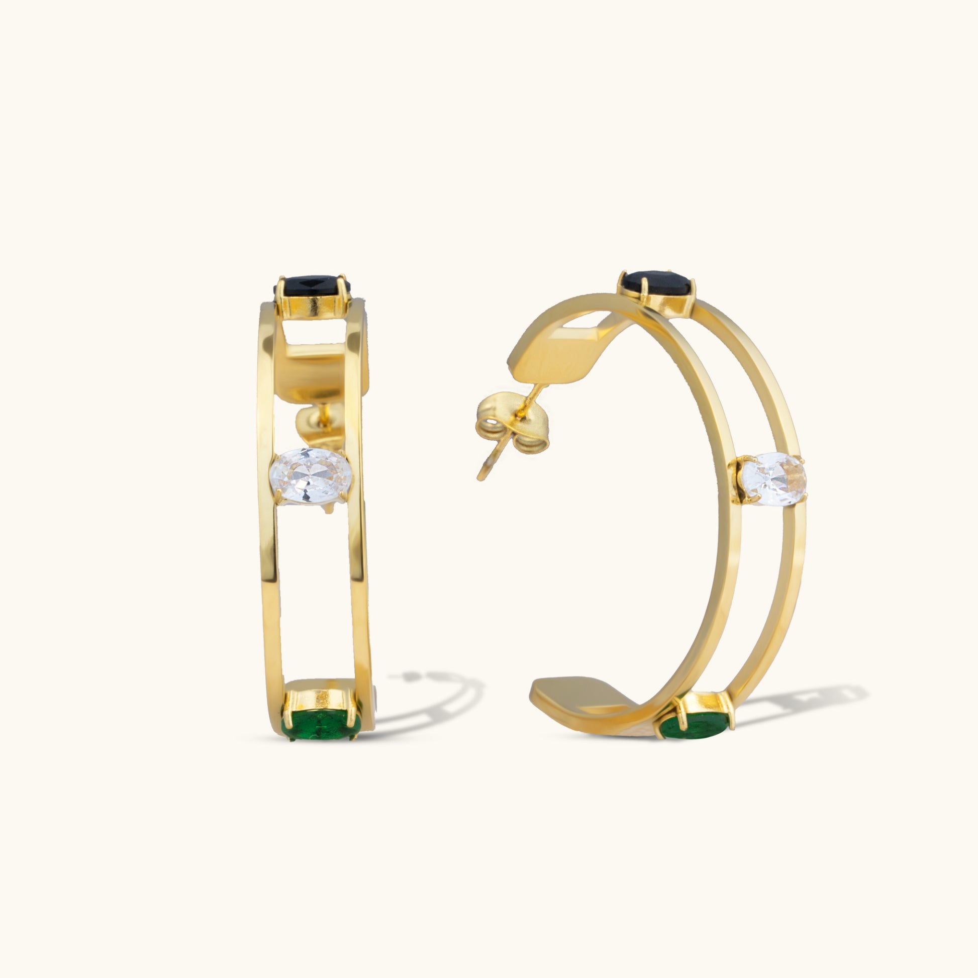 Buy Stony Hoop Earrings - 18K Gold Plated online jewellery