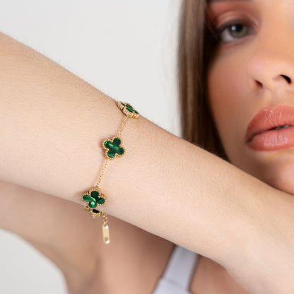Dartmouth Green Clover Bracelet - 18K Gold Plated