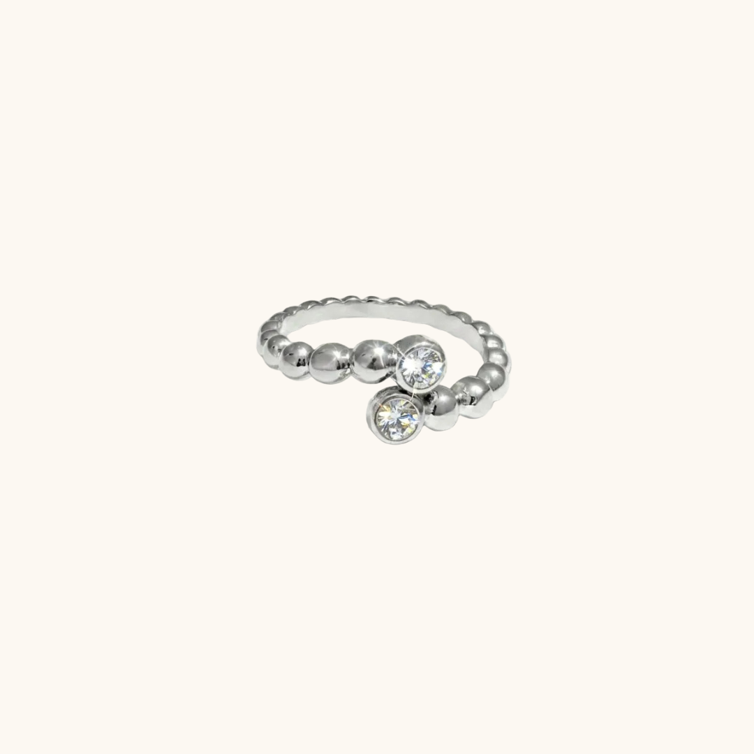 Beaded Ring - Silver Plated (Adjustable)