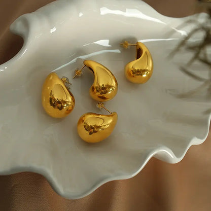 Water Drop Stud Earrings - 18k Gold Plated