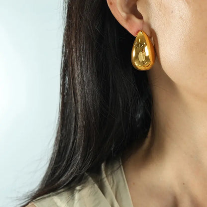 Water Drop Stud Earrings - 18k Gold Plated