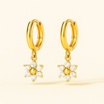 Flower Drop Earrings - 18k Gold Plated