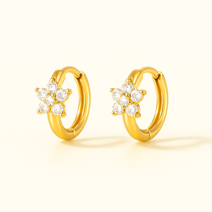 Flazo Flower Huggies Earrings - 18K Gold Plated
