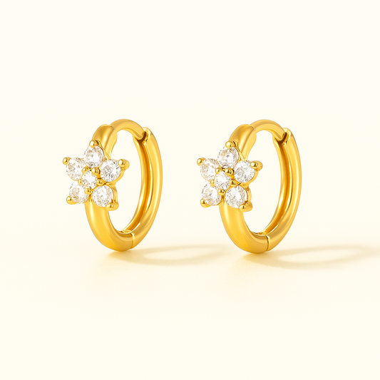 Flazo Flower Huggies Earrings - 18K Gold Plated