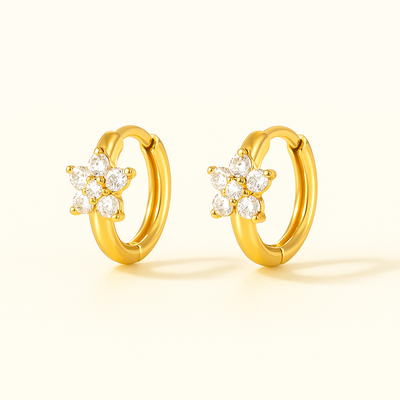 Flazo Flower Huggies Earrings - 18K Gold Plated