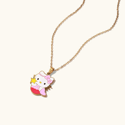 Pink Kitty Jewelry Set for Kids - 18k Gold Plated
