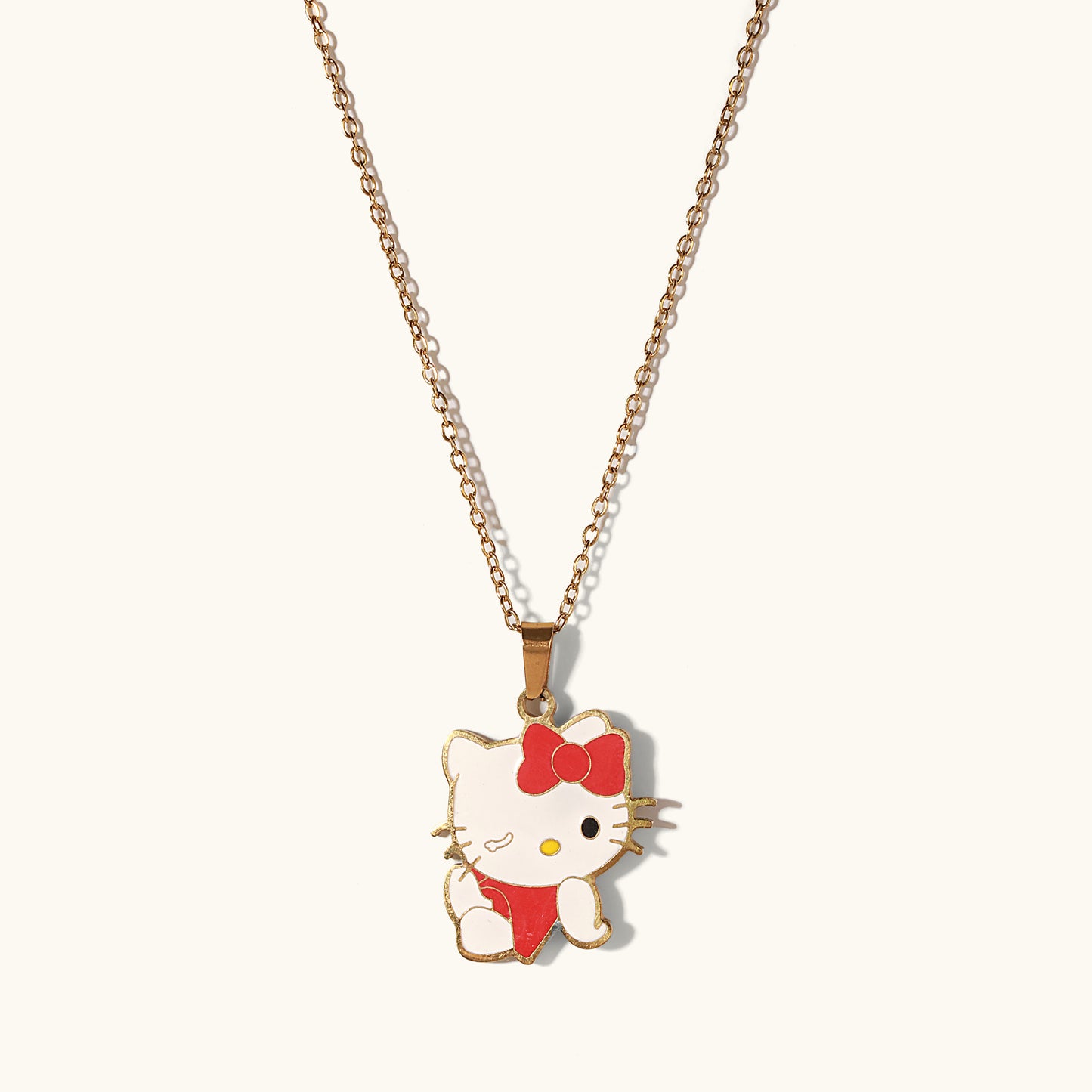 Red Kitty Necklace - 18K Gold Plated