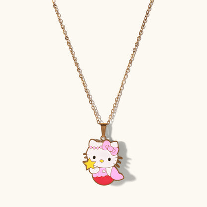 Pink Kitty Jewelry Set for Kids - 18k Gold Plated
