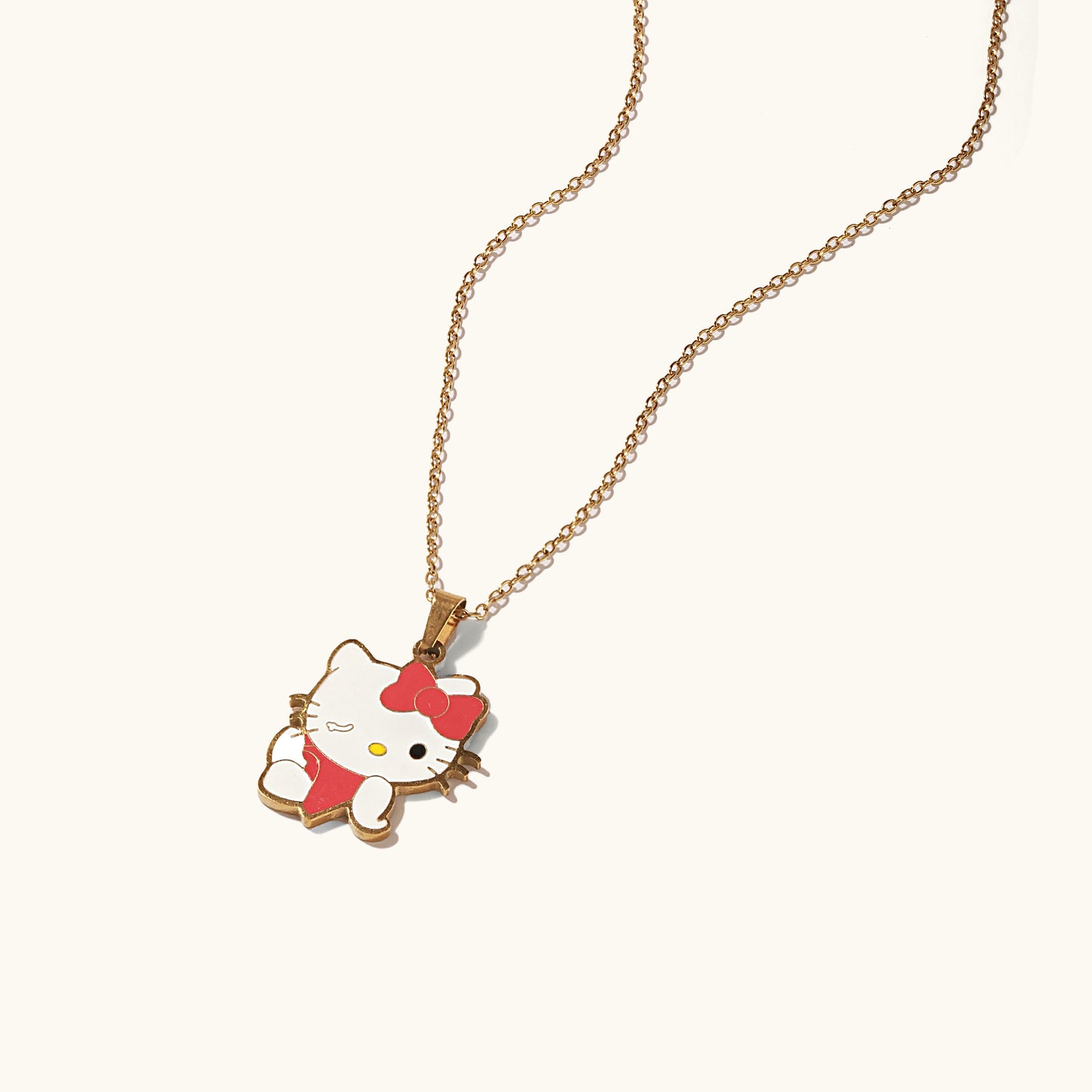 Red Kitty Necklace - 18K Gold Plated