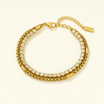 Layered Zirconia Tennis Bracelet - 18K Gold Plated