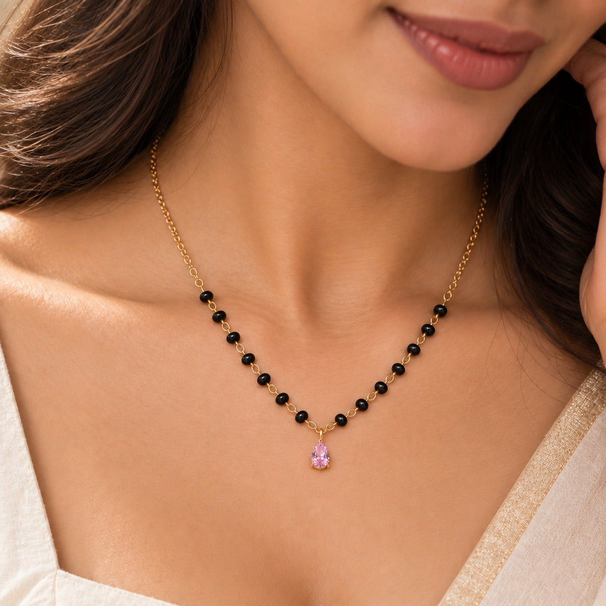 Gulnaar crystal mangalsutra - 18K Gold Plated