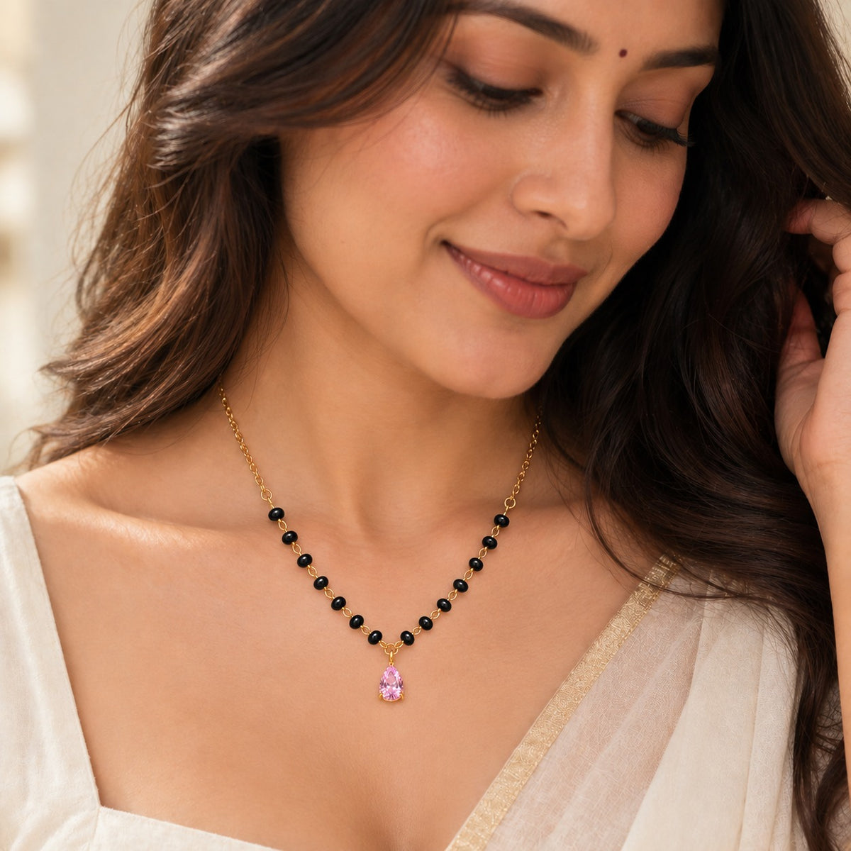 Gulnaar crystal mangalsutra - 18K Gold Plated