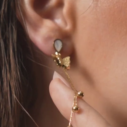 Butterfly Enamel Danglers - 18K Gold Plated