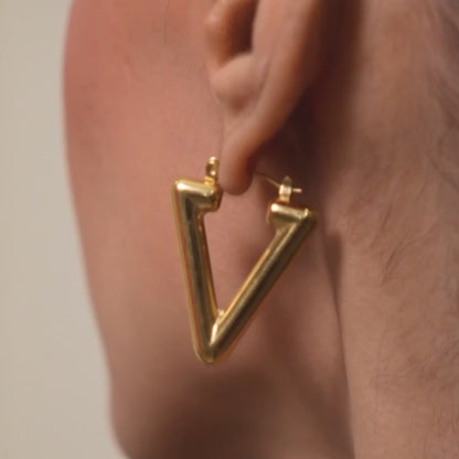 V-shaped Earrings - 18K Gold Plated