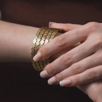 Chunky Cuff Bangle Bracelet - 18K Gold Plated