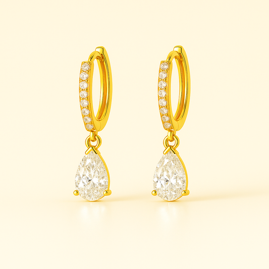 Sia Solitaire Drop Earrings - 18K Gold Plated