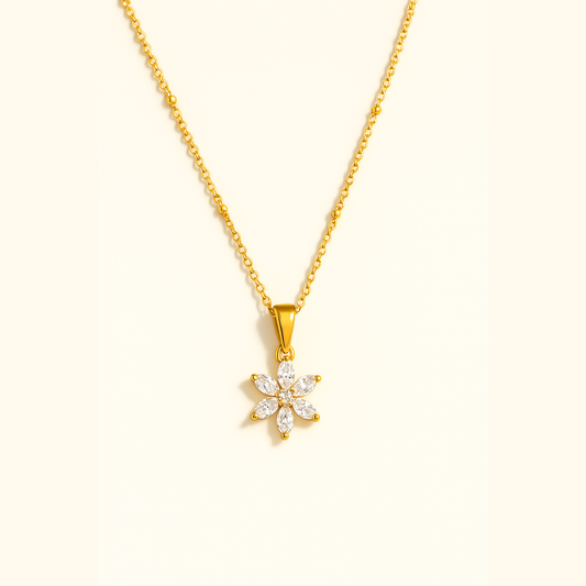 Statement Flower Necklace - 18K Gold Plated
