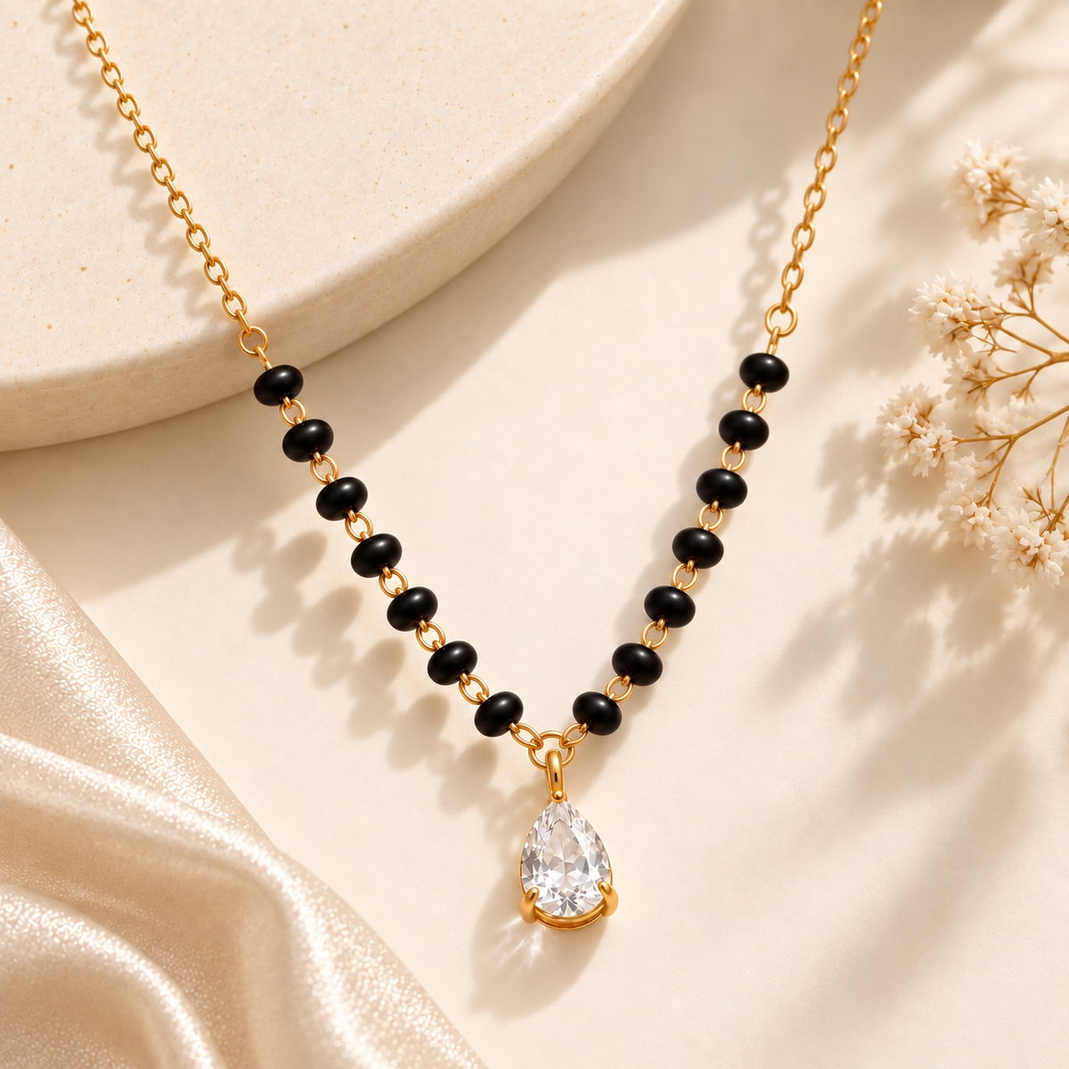 Amara Crystal Mangalsutra - 18K Gold Plated
