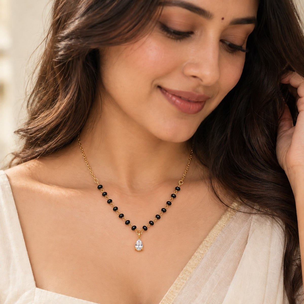 Amara Crystal Mangalsutra - 18K Gold Plated