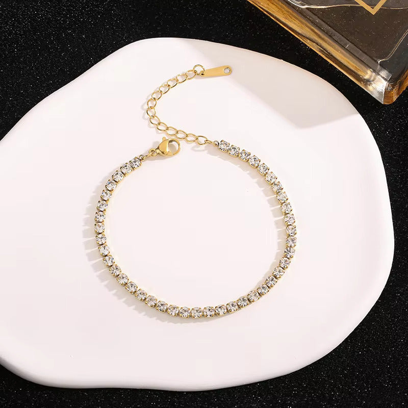 Zirconia Crystal Tennis Bracelet - 18K Gold Plated